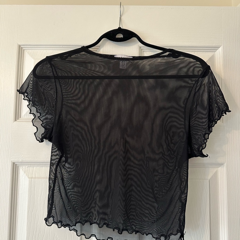 Topshop Black Sheer Mesh Top